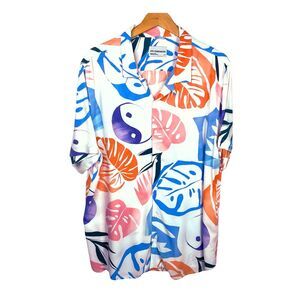 Mens L Hawaiian Camp Shirt Short Sleeve Button Up Tropical Retro Hipster Dad